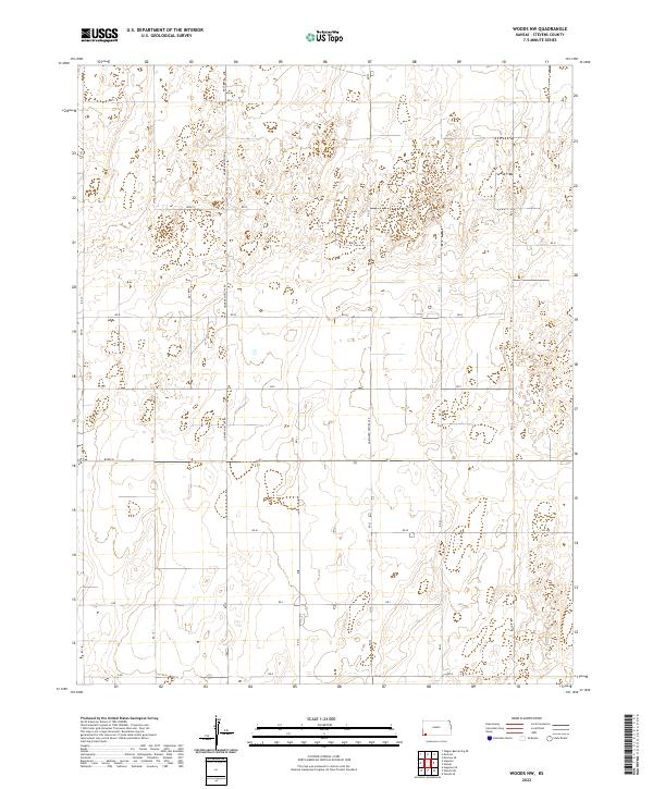 US Topo 7.5-minute map for Woods NW KS