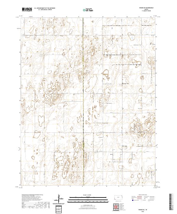 US Topo 7.5-minute map for Woods SE KS