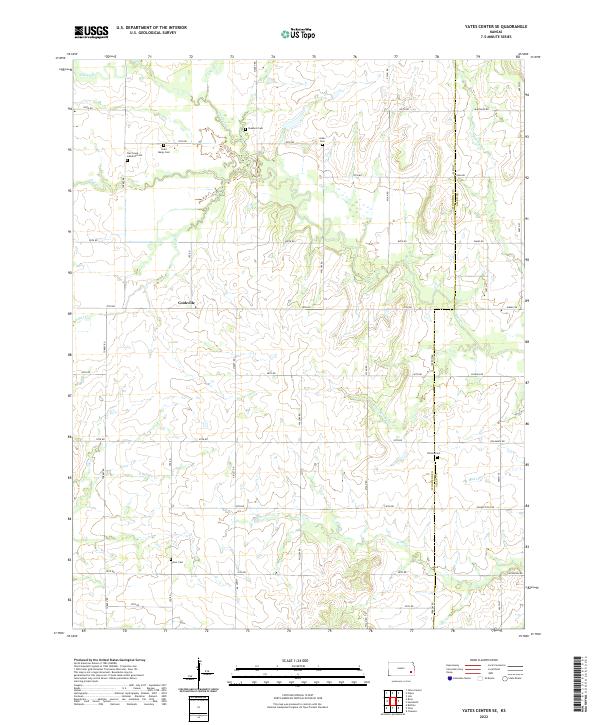 US Topo 7.5-minute map for Yates Center SE KS