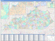 Color Cast Style Wall Map of Kentucky by Market Maps