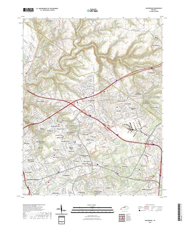 US Topo 7.5-minute map for Anchorage KY