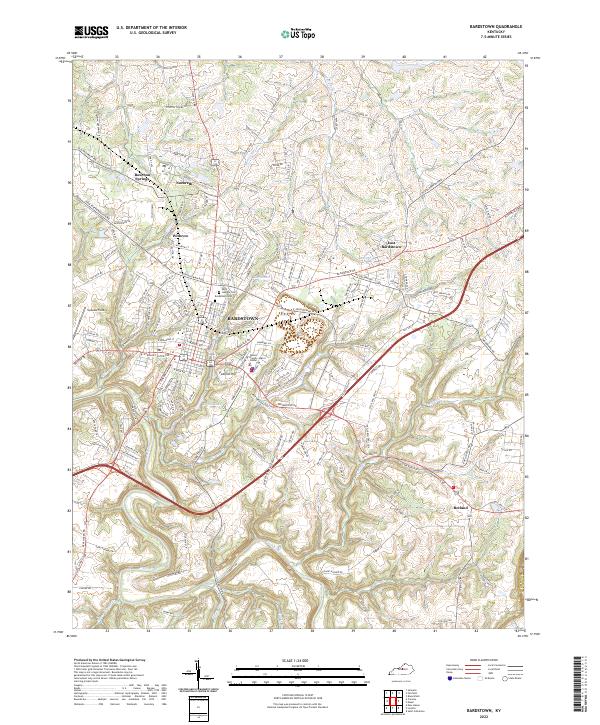 US Topo 7.5-minute map for Bardstown KY