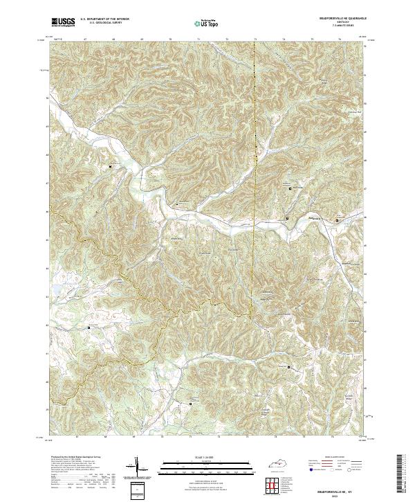 US Topo 7.5-minute map for Bradfordsville NE KY