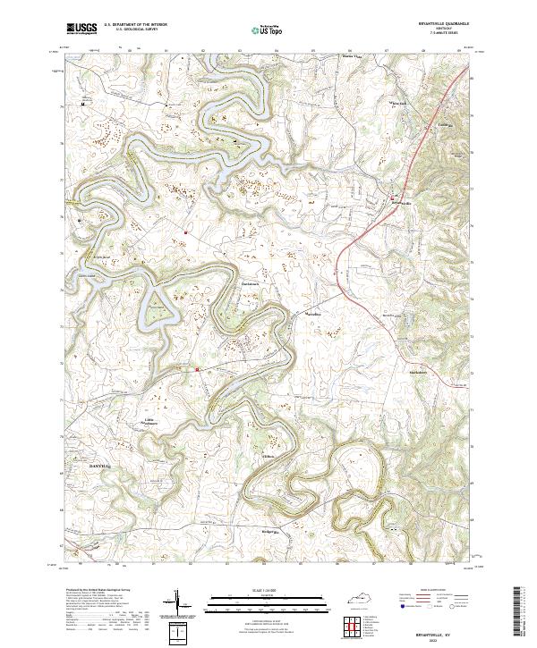 US Topo 7.5-minute map for Bryantsville KY