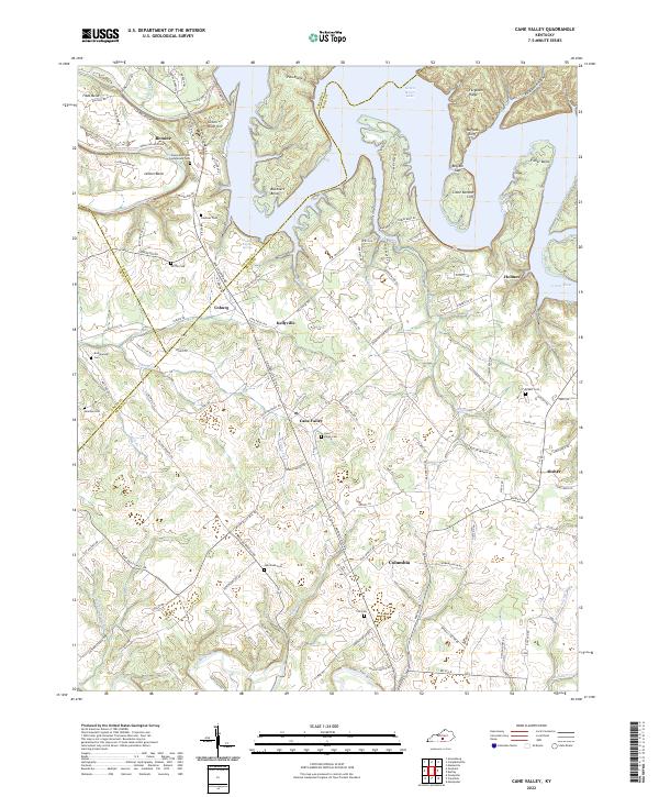 US Topo 7.5-minute map for Cane Valley KY