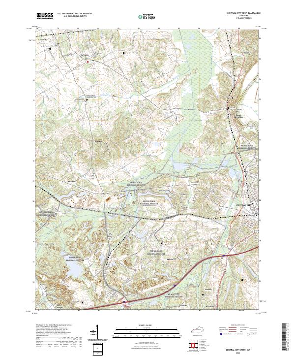 US Topo 7.5-minute map for Central City West KY