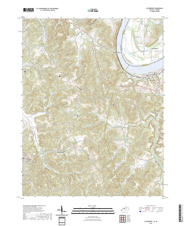 US Topo 7.5-minute map for Cloverport KYIN