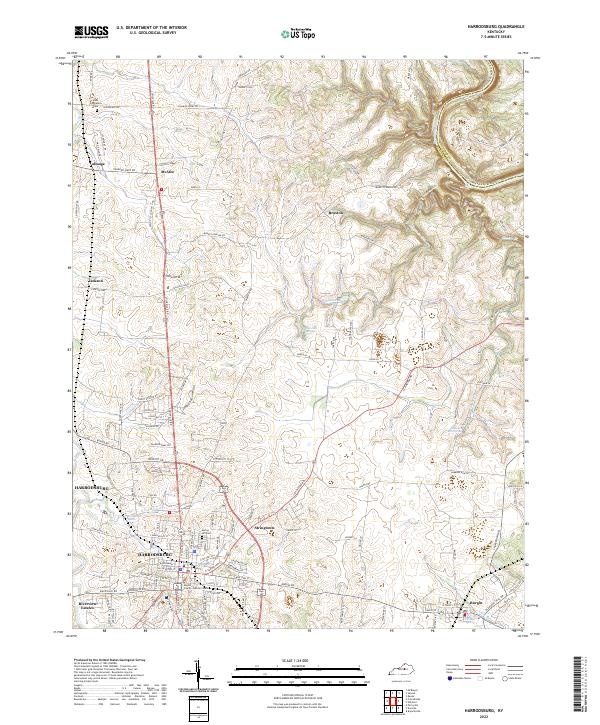 US Topo 7.5-minute map for Harrodsburg KY