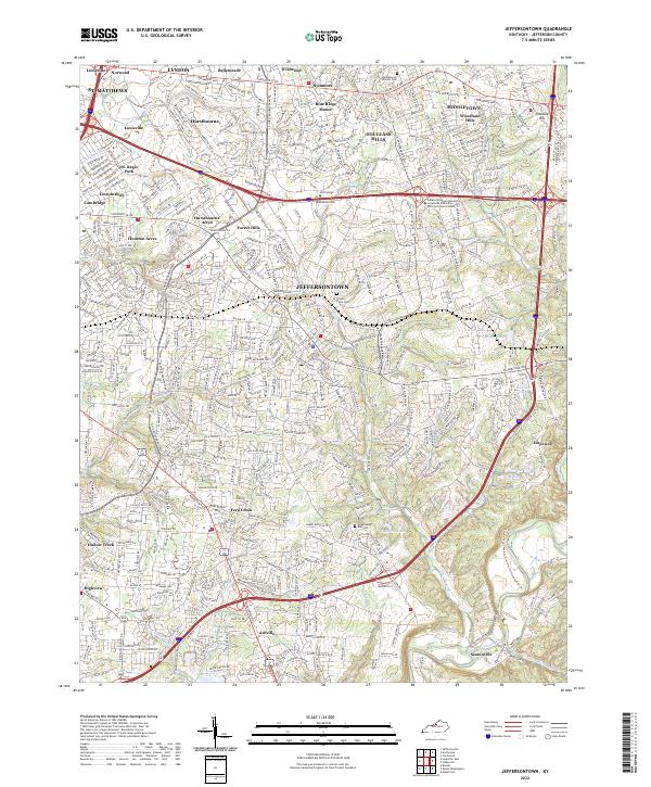 US Topo 7.5-minute map for Jeffersontown KY