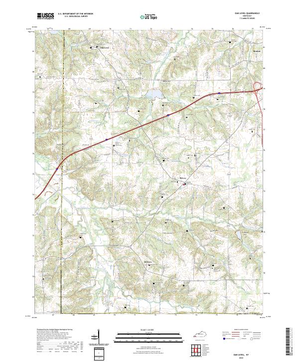 US Topo 7.5-minute map for Oak Level KY