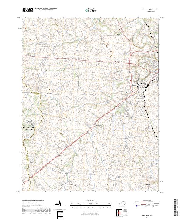 US Topo 7.5-minute map for Paris West KY