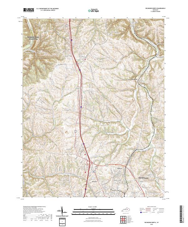 US Topo 7.5-minute map for Richmond North KY