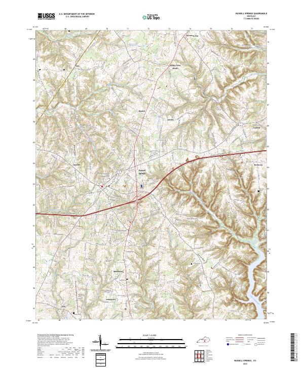 US Topo 7.5-minute map for Russell Springs KY