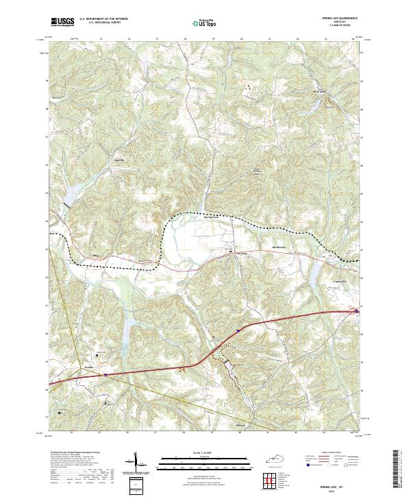 US Topo 7.5-minute map for Spring Lick KY