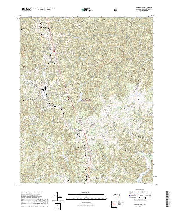 US Topo 7.5-minute map for Whitley City KY