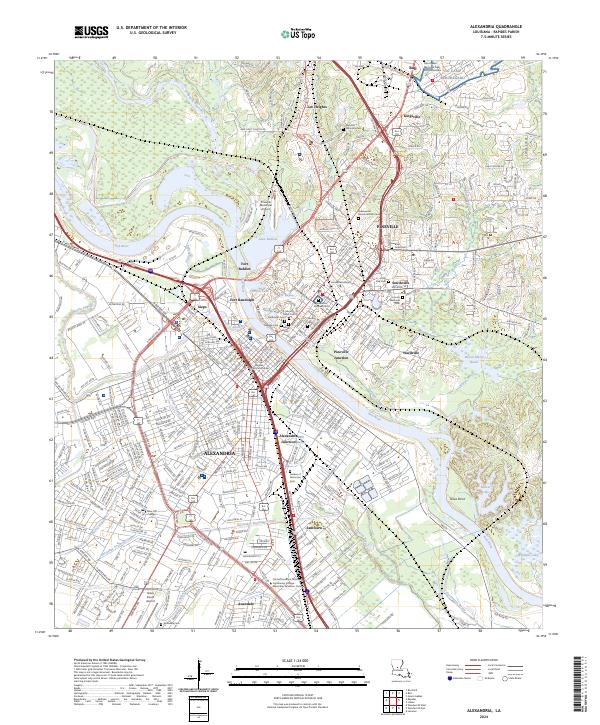 US Topo 7.5-minute map for Alexandria LA