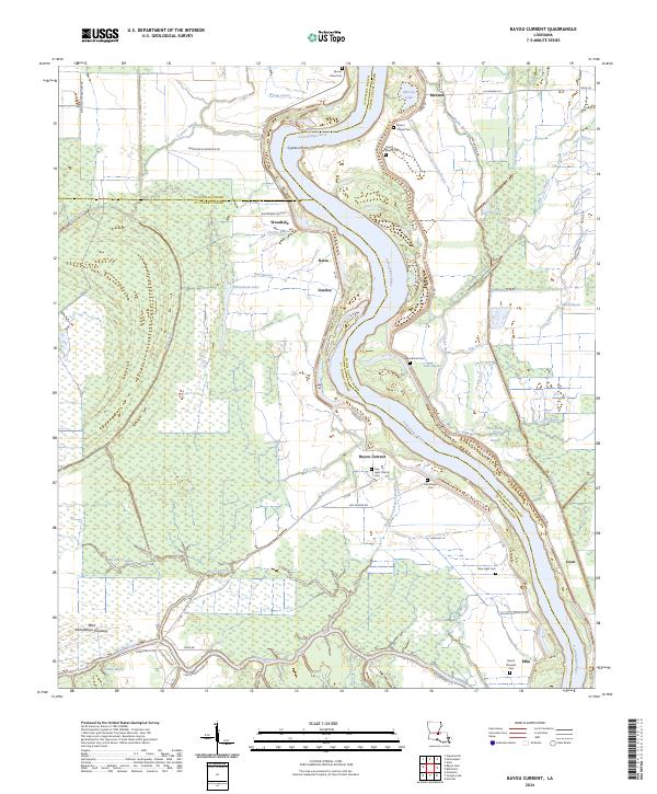 US Topo 7.5-minute map for Bayou Current LA