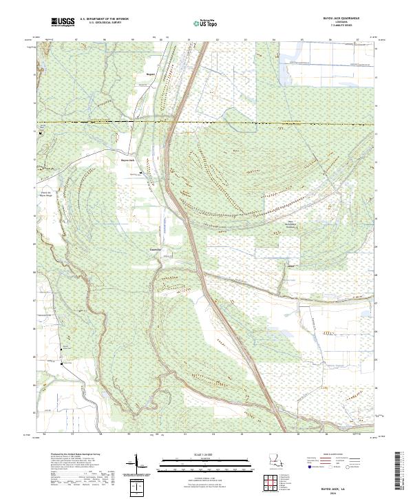 US Topo 7.5-minute map for Bayou Jack LA