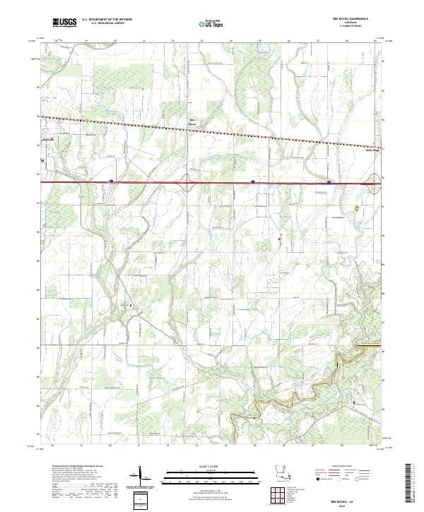 US Topo 7.5-minute map for Bee Bayou LA