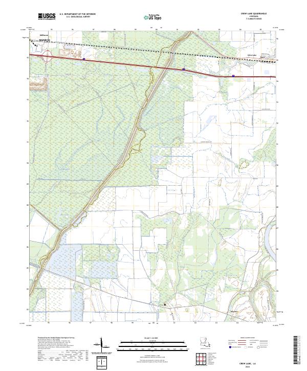 US Topo 7.5-minute map for Crew Lake LA