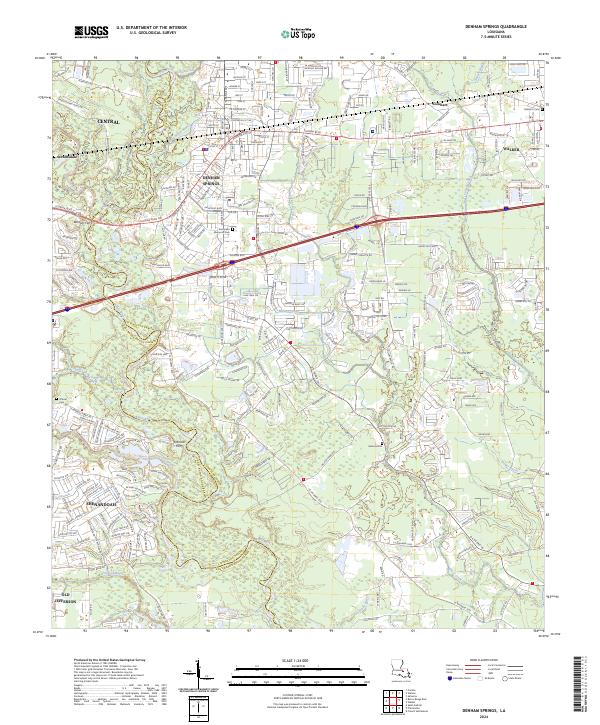 US Topo 7.5-minute map for Denham Springs LA