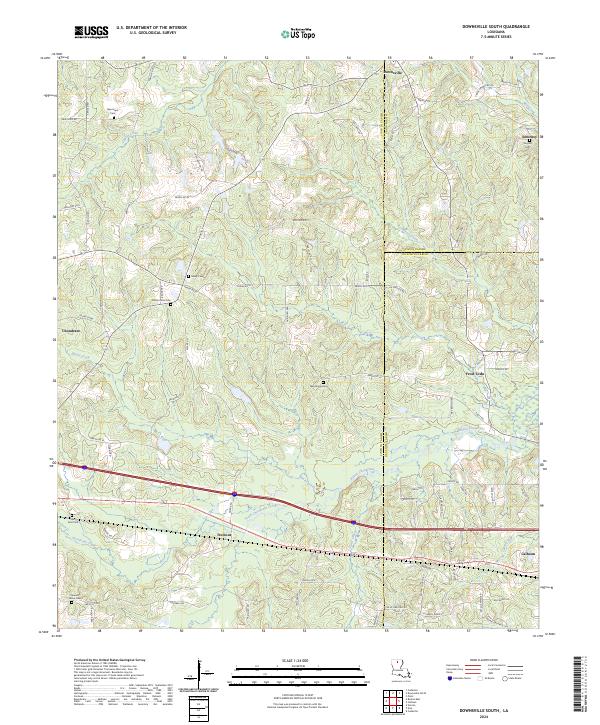 US Topo 7.5-minute map for Downsville South LA