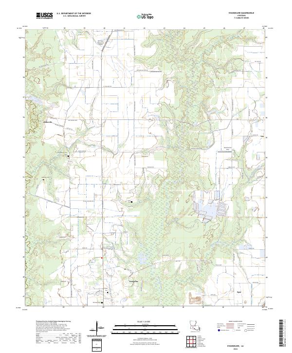 US Topo 7.5-minute map for Evangeline LA