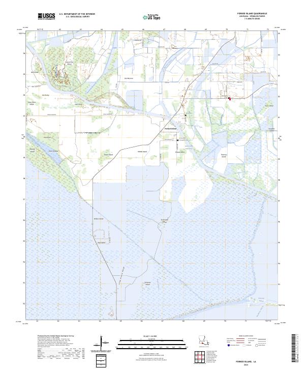 US Topo 7.5-minute map for Forked Island LA