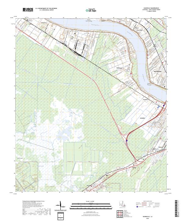 US Topo 7.5-minute map for Hahnville LA