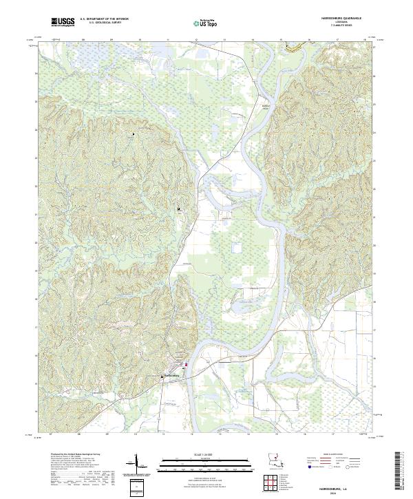 US Topo 7.5-minute map for Harrisonburg LA