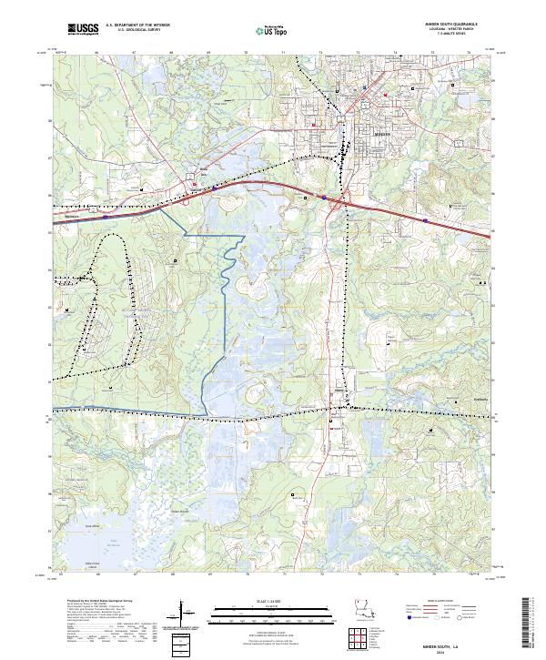 US Topo 7.5-minute map for Minden South LA