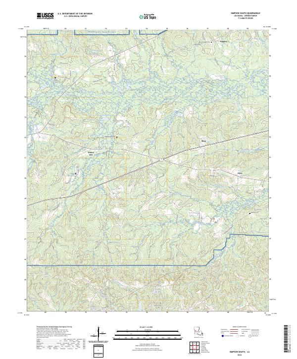 US Topo 7.5-minute map for Simpson South LA