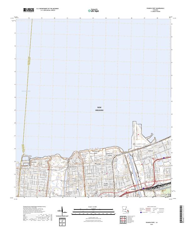 US Topo 7.5-minute map for Spanish Fort LA