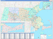 Color Cast Style Wall Map of Massachusetts by Market Maps