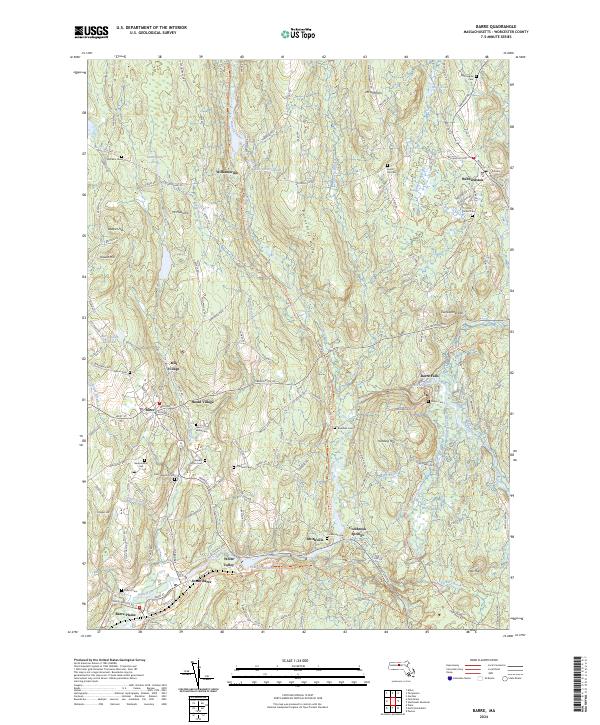 US Topo 7.5-minute map for Barre MA