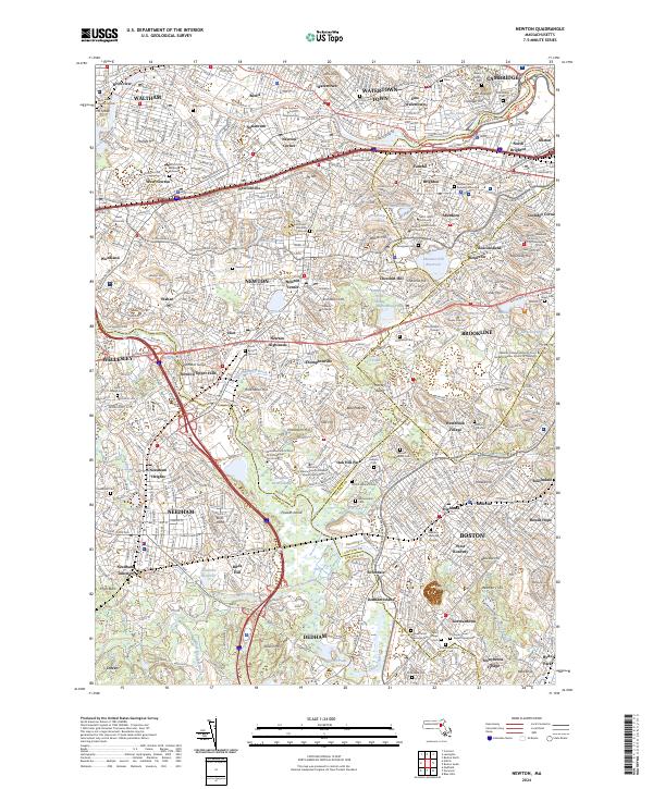 US Topo 7.5-minute map for Newton MA