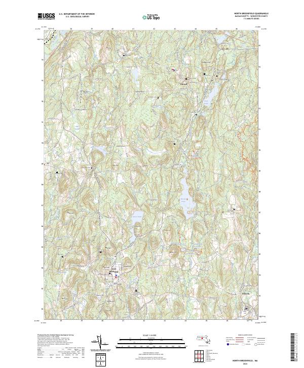 US Topo 7.5-minute map for North Brookfield MA