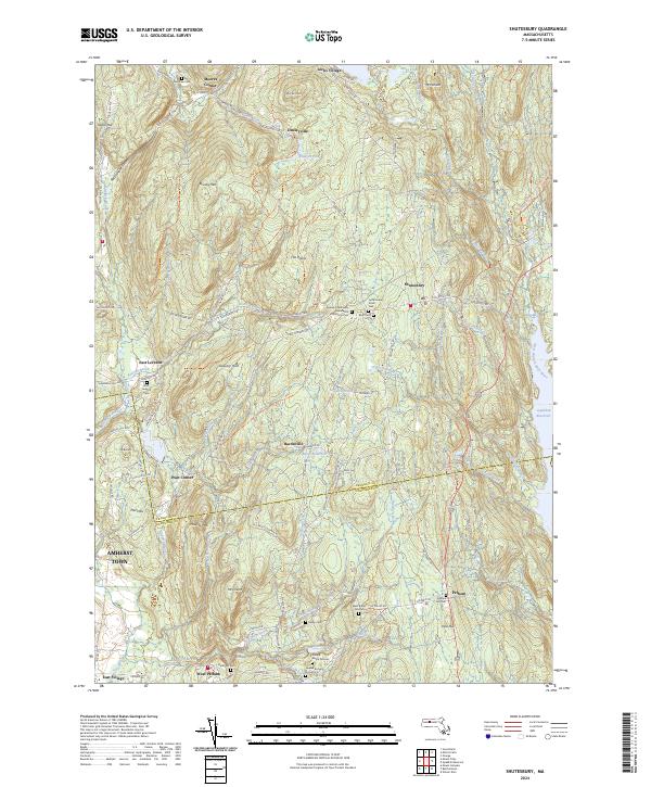 US Topo 7.5-minute map for Shutesbury MA