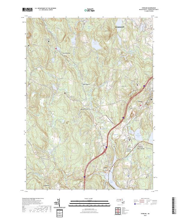 US Topo 7.5-minute map for Sterling MA