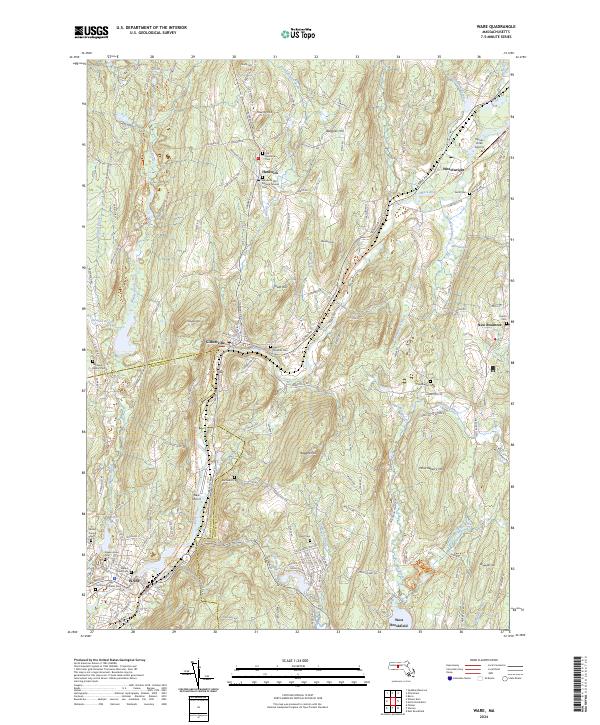 US Topo 7.5-minute map for Ware MA