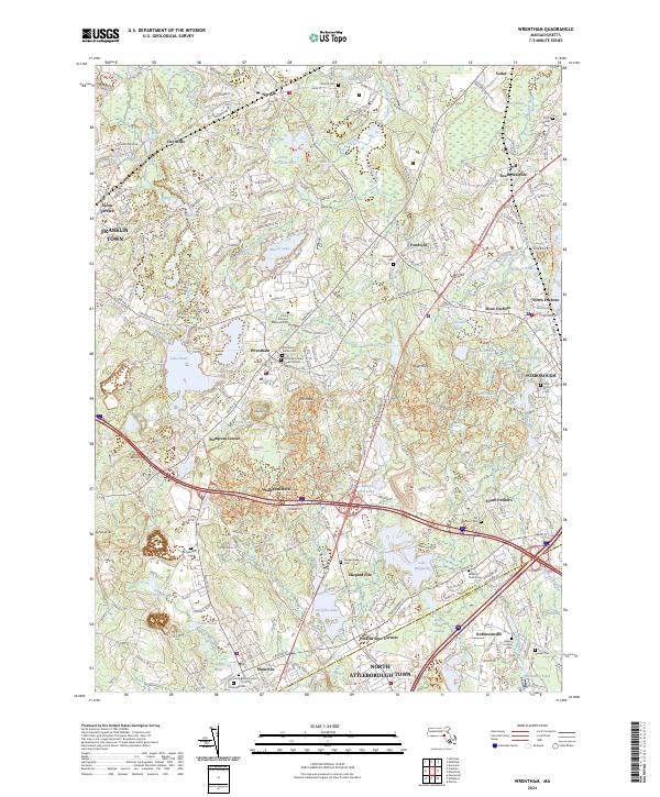 US Topo 7.5-minute map for Wrentham MA