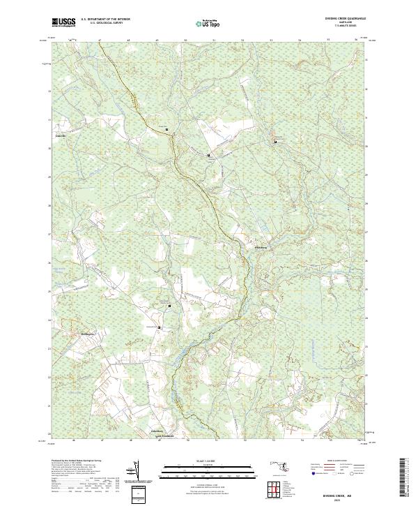 US Topo 7.5-minute map for Dividing Creek MD