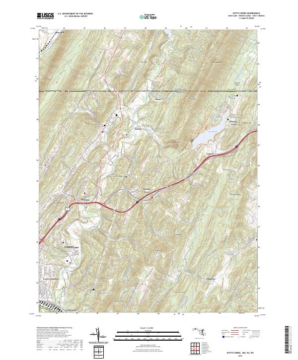 US Topo 7.5-minute map for Evitts Creek MDPAWV