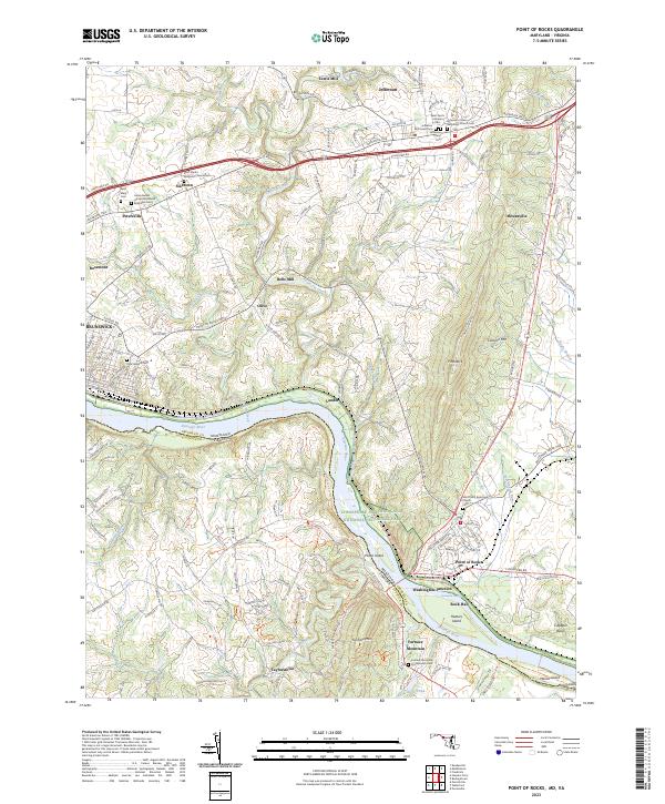 US Topo 7.5-minute map for Point of Rocks MDVA