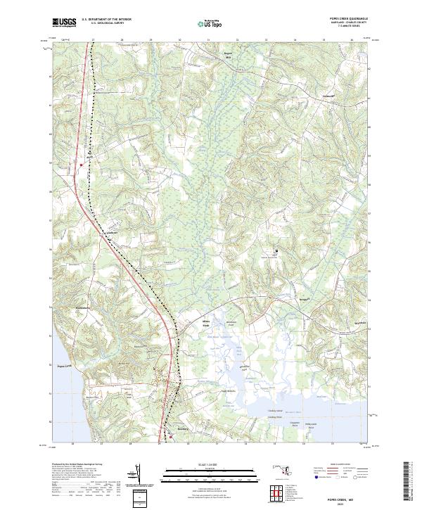 US Topo 7.5-minute map for Popes Creek MD