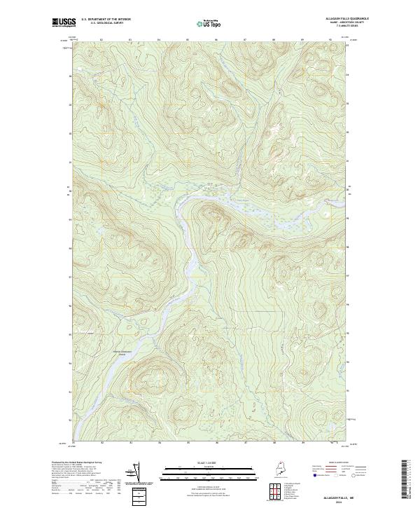 US Topo 7.5-minute map for Allagash Falls ME