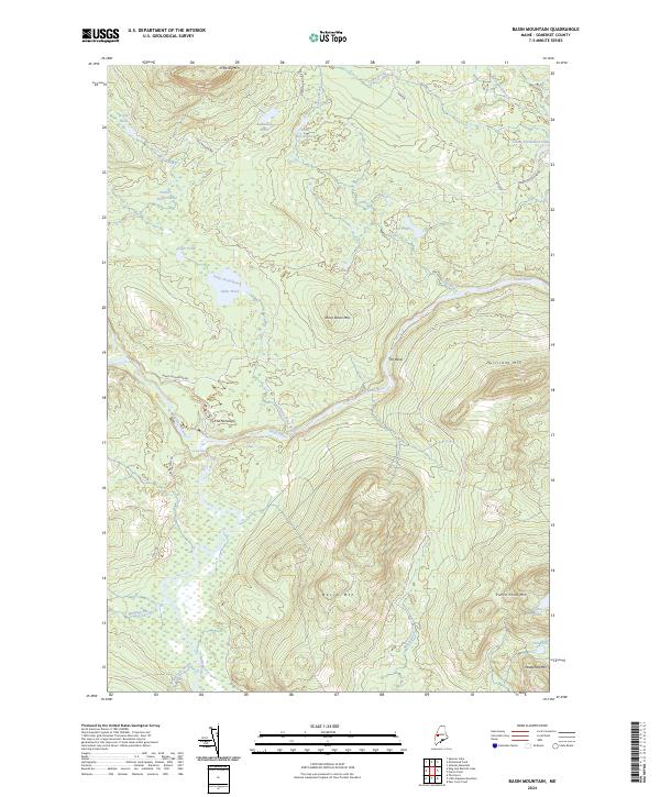 US Topo 7.5-minute map for Basin Mountain ME