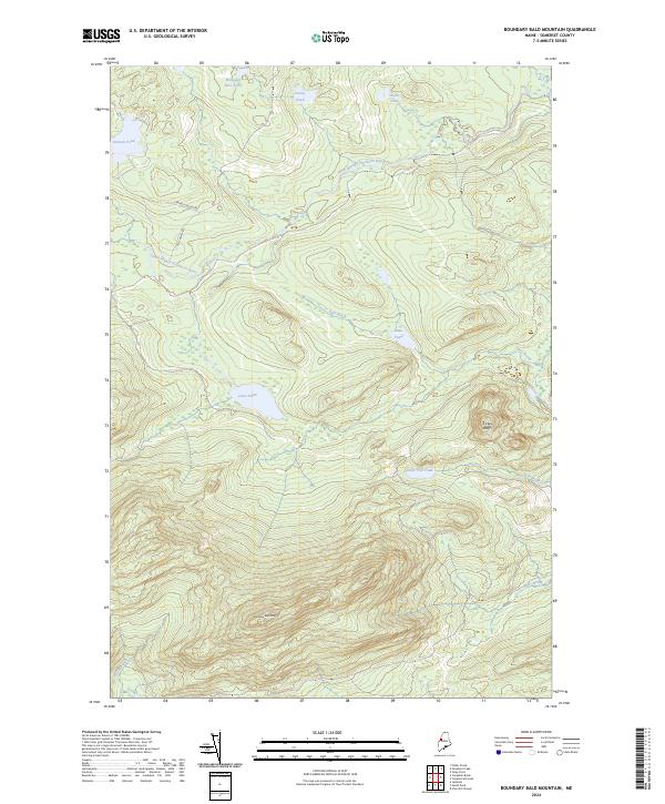 US Topo 7.5-minute map for Boundary Bald Mountain ME