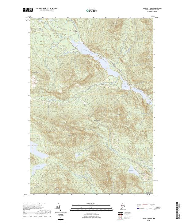 US Topo 7.5-minute map for Chain of Ponds ME