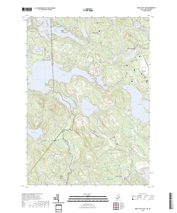 US Topo 7.5-minute map for Great East Lake MENH